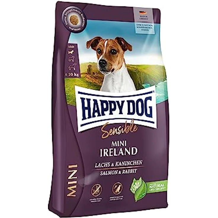 Happy Dog Sensible Mini Ireland, Trockenfutter für kleine Hunde bis 10 kg, mit Lachs und Kaninchen, 4kg – Bild 1