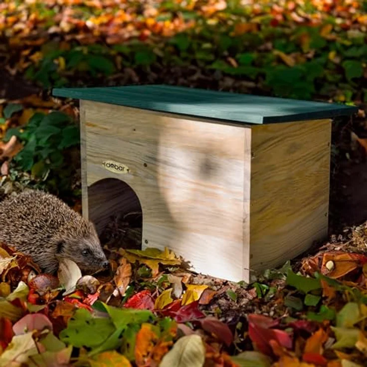 dobar Igelhaus Bausatz, Tierhaus mit grünem Dach und Schleuseneingang, wetterfestes Kiefernholz, ca. 34,5 x 27 x 24 cm – Bild 4