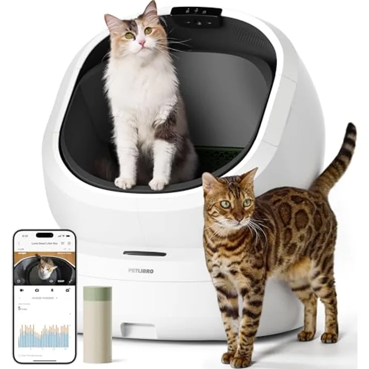 PETLIBRO Automatische Katzentoilette AI-Kamera mit Abfallanalyse, selbstreinigend, große offene Luma-Katzenerkennung, 11L Abfalleimer, App-Steuerung, Sicherheitssensoren