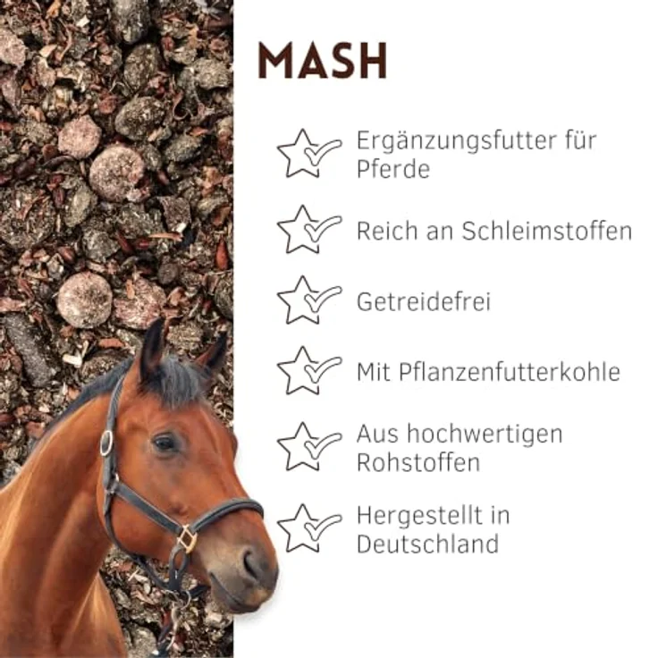 Supravit WIESENGLÜCK getreidefreies Mash Pferd, 15kg, für gesunde Verdauung mit Futterkohle, 100% melassefrei – Bild 2