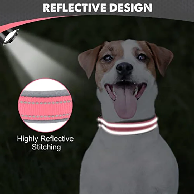 Joytale Neopren Hundehalsband gepolstert, reflektierend und langlebig für kleine Hunde, pink – Bild 4