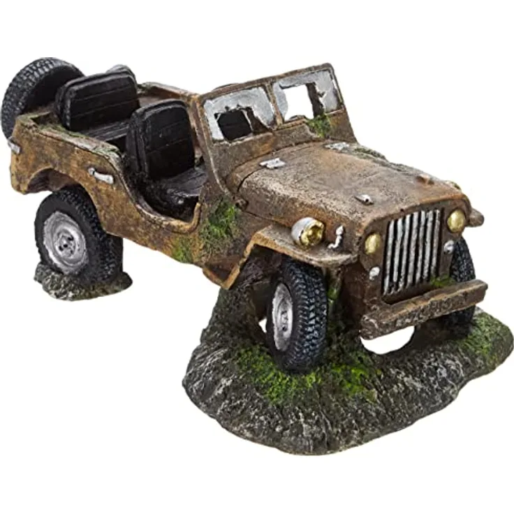 Nobby Aqua Ornaments JEEP WRACK, Aquarien-Dekoration, ungiftig und geeignet für Süß- und Seewasseraquarien, 26 x 15,5 x 12,5 cm