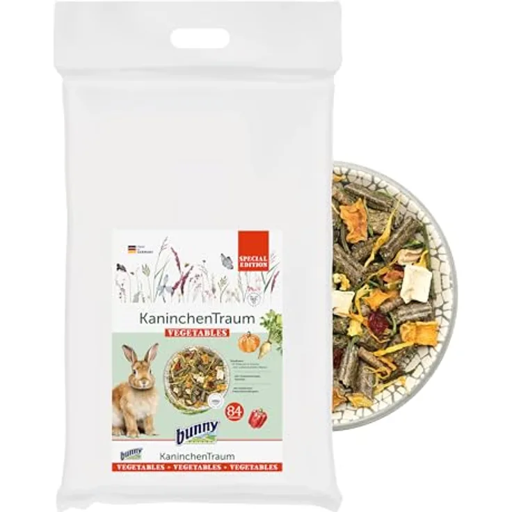 bunnyNature KaninchenTraum Vegetables, Alleinfuttermittel für Zwergkaninchen ab 6 Monaten, 63 Pflanzen & Kräuter, 4kg