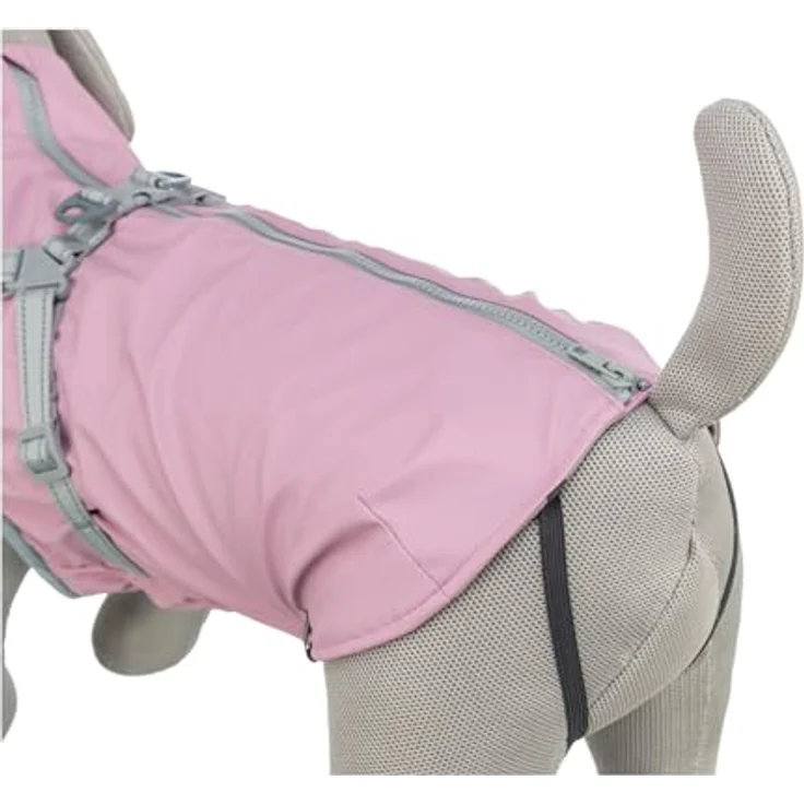 TRIXIE Geschirr-Mantel Pontis Rain, Hundebekleidung aus Polyurethan/Polyester mit reflektierenden Elementen, verstellbaren Beinschlaufen und elastischem Einsatz für bequemen Tragekomfort – Bild 5