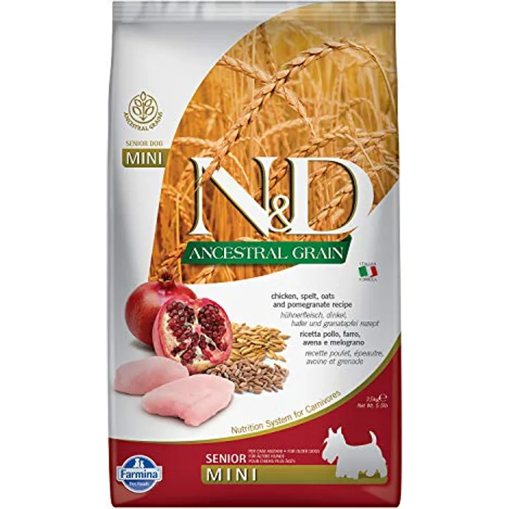 Farmina N&D ANCESTRAL Grain Pellets Hundefutter, Trockenfutter mit Huhn, Dinkel, Hafer und Granatapfel, 2,5 kg, ohne Mais, mit Vitaminen und natürlichen Antioxidantien