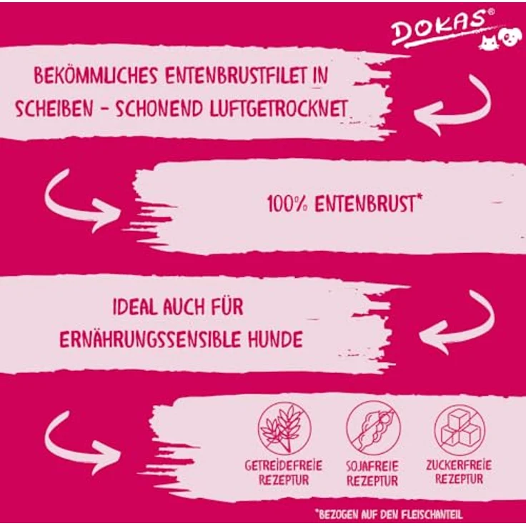 Dokas Entenbrust in Scheiben, glutenfreier Hundesnack ohne Farbstoffe, 900g – Bild 4