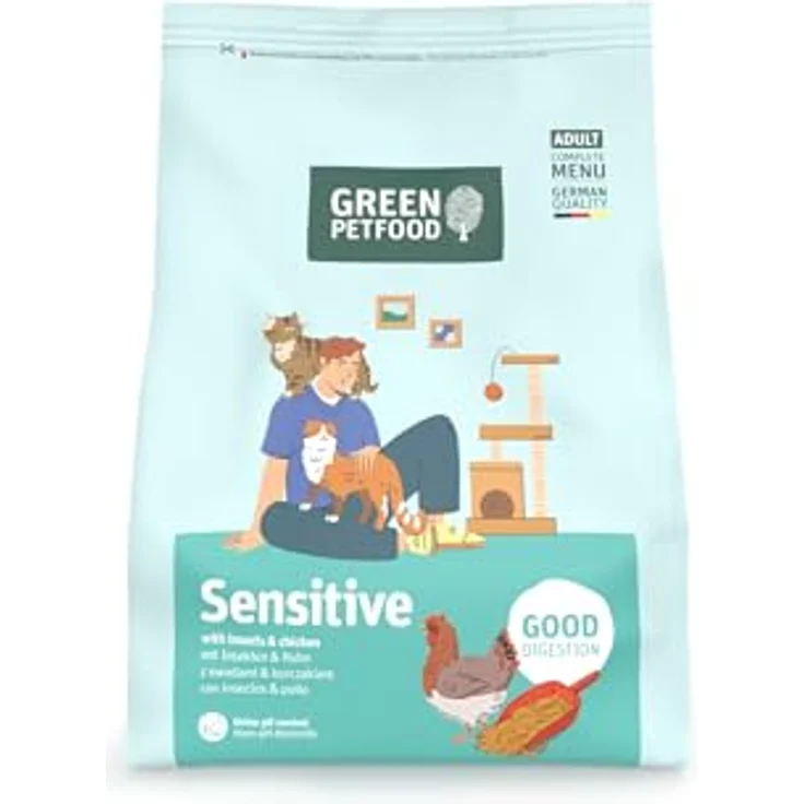 Green Petfood Cat Sensitive, Trockenfutter mit Insektenprotein, getreidefrei, Monoprotein, 5 x 300 g – Bild 2