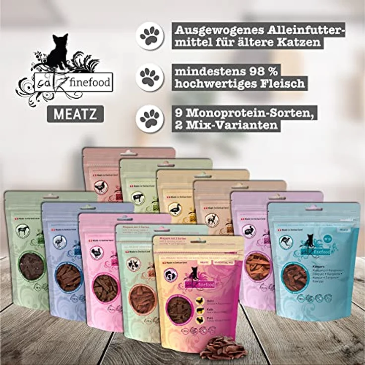 catz finefood Meatz Katzen Leckerlies Känguru N° 13, 100% Kängurufleisch, knusprige Streifen, getreidefrei, zuckerfrei, 45g – Bild 3