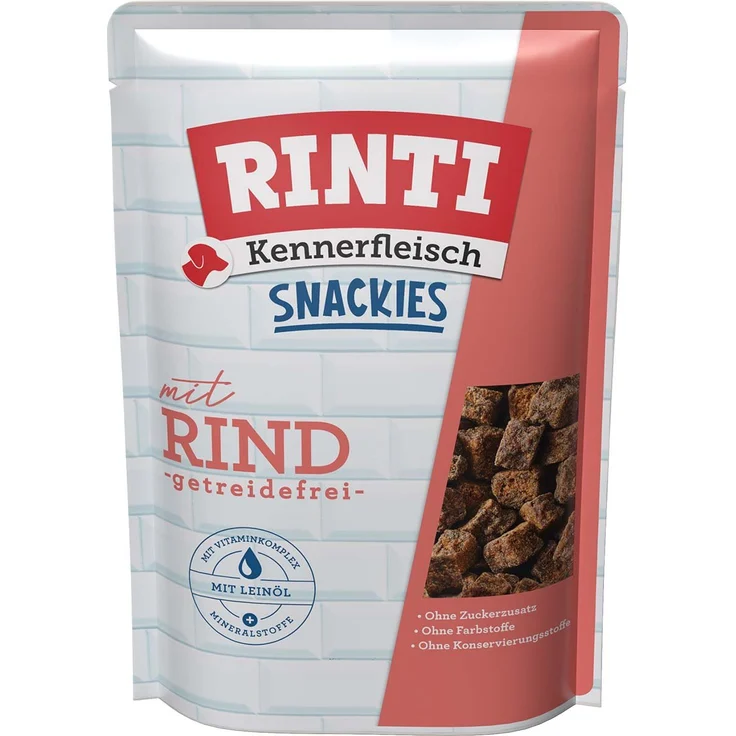 Rinti Kennerfleisch Snackis Adult Rind, Hundesnack mit 225g für erwachsene Hunde