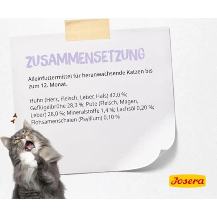Josera Kitten Turkey, Nassfutter für heranwachsende Katzen, 12x100 g mit 70 % Pute und Huhn, getreidefrei, reich an Omega-3 – Bild 7