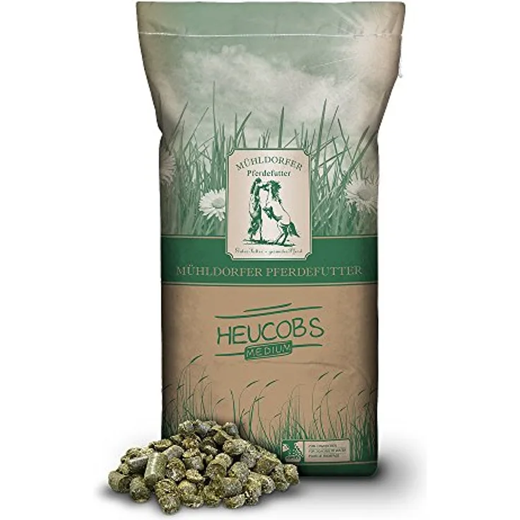 Mühldorfer Heucobs medium, 20 kg, rohfaserreiches Heuersatzfutter zum Einweichen für Pferde, staubfrei und allergikergeeignet
