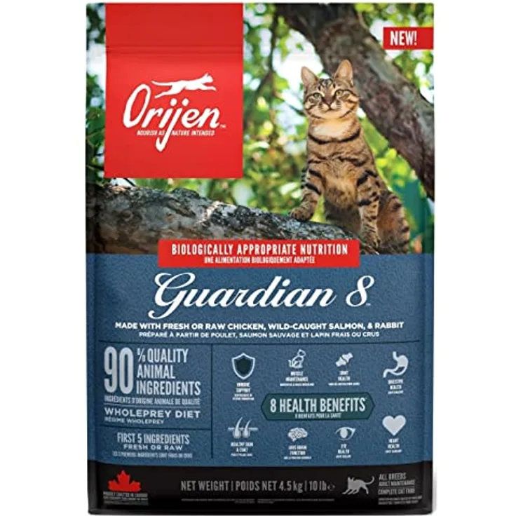 Orijen Feline Guardian 8, Katzen-Trockenfutter mit hochwertigem Fleischanteil, 4,5 kg