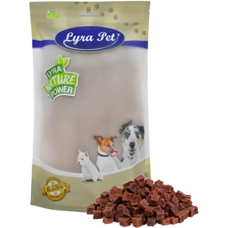 Lyra Pet® Rindfleischwürfel Hundefutter Snack, 1 kg, fettarm, schonend getrocknet, proteinreiche Belohnung, für Hunde, Kauspaß – Bild 1