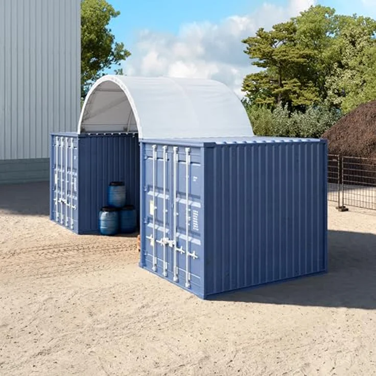 TOOLPORT Container Überdachung Contop 4x3m, PVC Plane 2300N, weiß, robuste Stahlkonstruktion, wasserdicht und UV-beständig, ideal für Lager und Unterstände – Bild 4