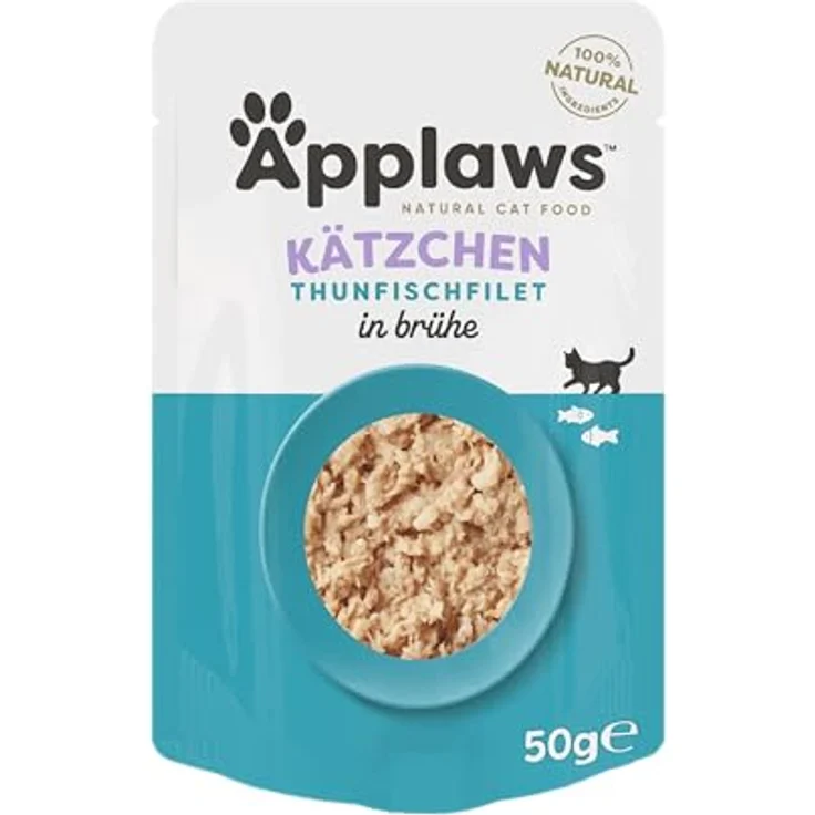 Applaws Natürliches Nassfutter für Kätzchen, Thunfisch in Brühe, 60% Premium-Protein, 12 x 50g Beutel – Bild 2
