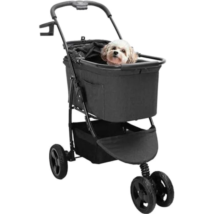 vidaXL Hunde-Transportbox Faltbarer Haustierwagen, Schwarz, 78 x 54 x 101 cm aus Oxford Stoff – Bild 1
