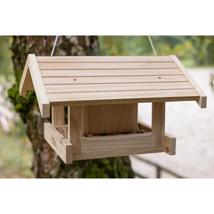 Kerbl Hobbyfarming 87047 Vogelfutterhaus Leitenberg, stabiles Holz, 40x32x24,5 cm, mit Dachschutz gegen Nässe – Bild 6