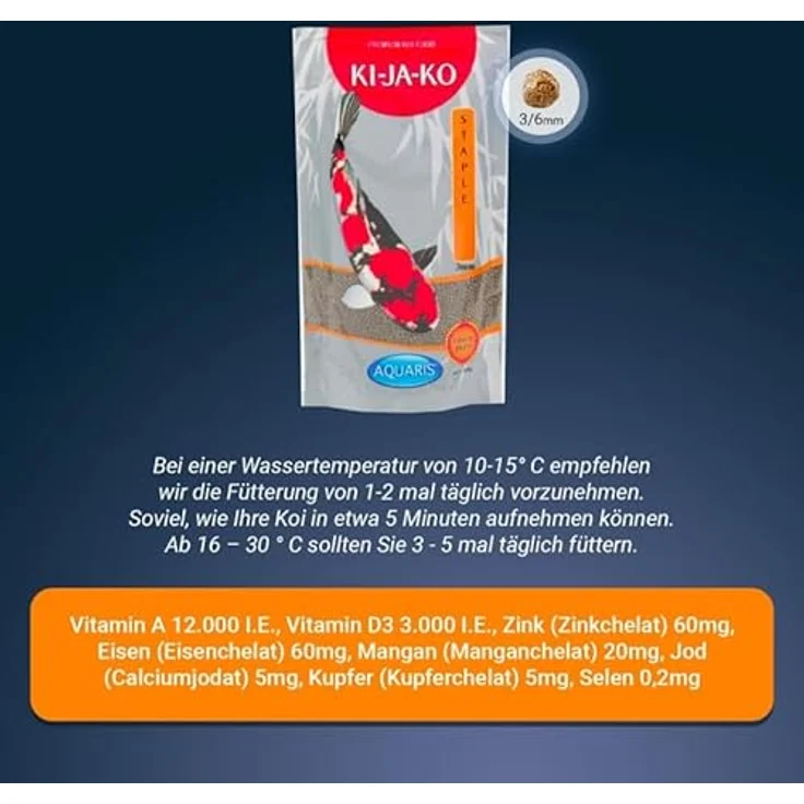 KI-JA-KO Staple Koi-Futter 500 g, 3 mm Schwimmende Pellets mit Vitaminen & Mineralien für optimale Gesundheit, Ganzjahresnahrung, Qualität aus Deutschland – Bild 5