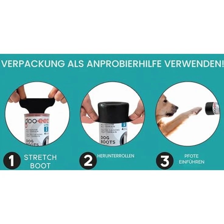 GOO EEZ Cenyo GOO-EEZ Lites All Season Dog Boots, formschlüssige Gel-Technologie, 4er Set mit 2 Extra-Small Größen – Bild 3