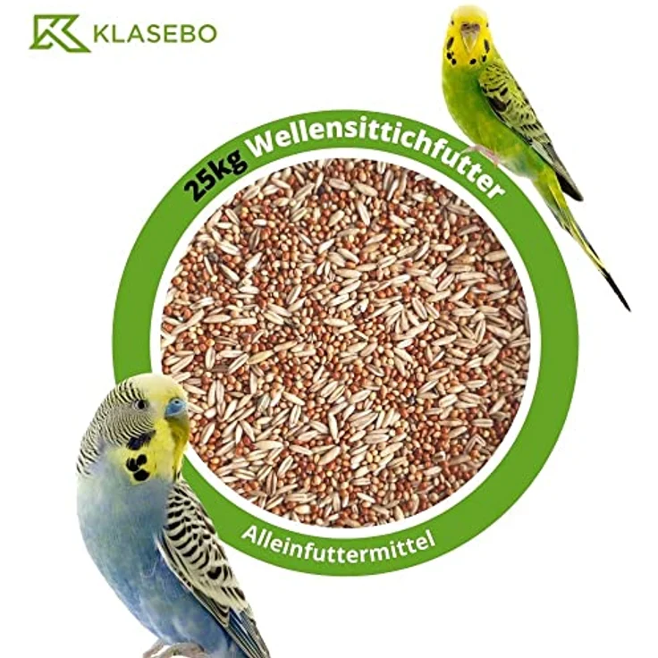 KLASEBO Wellensittichfutter 25kg, Premium Qualität Vogelfutter für Ziervögel, 100% Naturprodukt, GVO-frei, ohne Zusatzstoffe – Bild 2