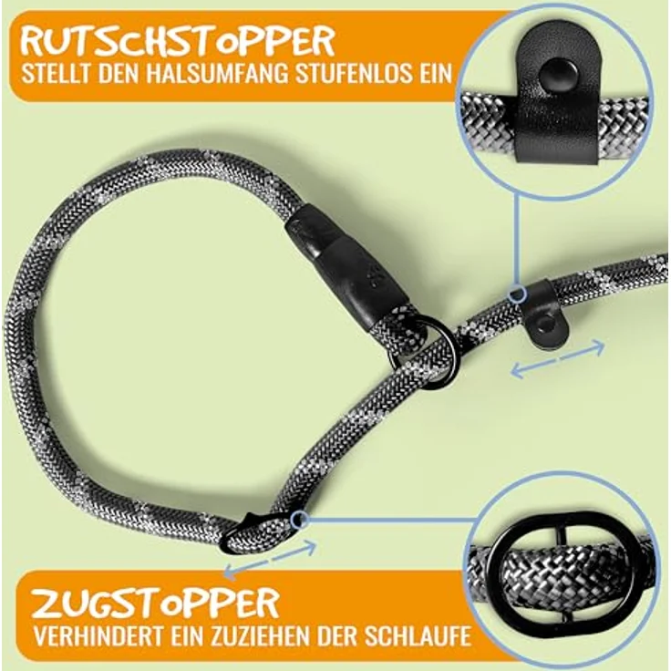 rootsnoot Retrieverleine Moxonleine & Trainingsleine, 140 cm lang, 1 cm stark, für Hunde bis 15 kg, robuste Schlupfleine mit integrierter Halsung – Bild 2