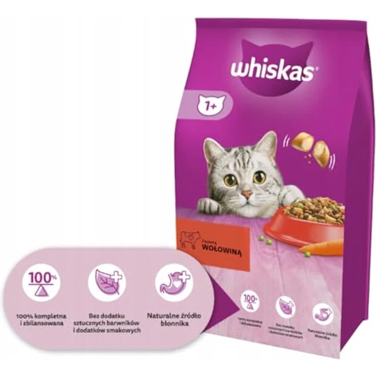 Whiskas 1+ Rind, Katzen-Trockenfutter mit Dental-Protection Formel, 14 kg – Bild 2