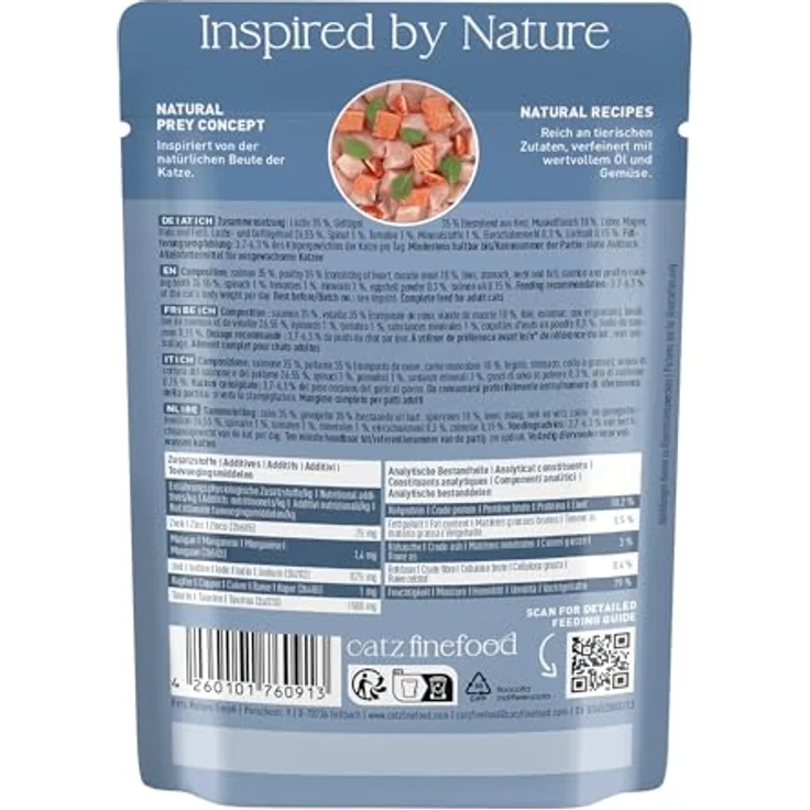 catz finefood Classic N° 5 Lachs & Geflügel, 24 x 85g Gourmet Nassfutter ohne Zucker & Getreide, glutenfrei, hoher Fleischanteil, Made in Germany – Bild 3