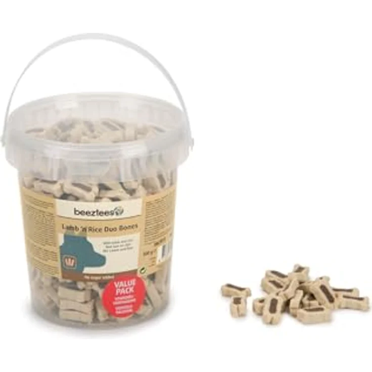 Beeztees Duo Bones, Hundesnack mit Lamm und Reis, 500g - für ausgewachsene Hunde