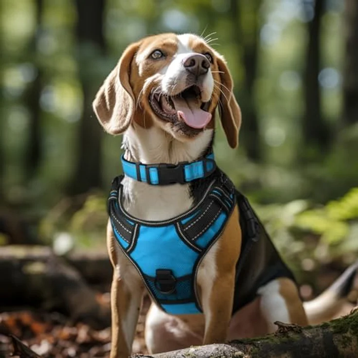 Joytale Gepolstertes Hundehalsband Breit, Verstellbar aus Neopren Nylon, Weich und Reflektierend, für Große Hunde, Größe L, Blau – Bild 2