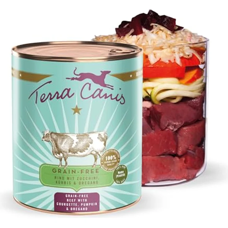 Terra Canis Rind, Zucchini, Kürbis & Oregano - Getreidefreies Nassfutter, 800g - Premium Hundefutter in 100% Lebensmittelqualität, allergenarm & glutenfrei – Bild 1