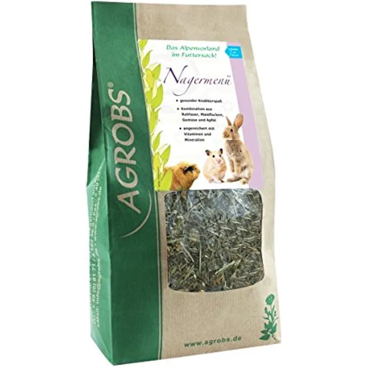 Agrobs Nagermenü 600 g, Kleintierfutter mit verbesserter Rezeptur, reich an Vitaminen und Mineralien, Rohfaser, Gemüse und Apfel