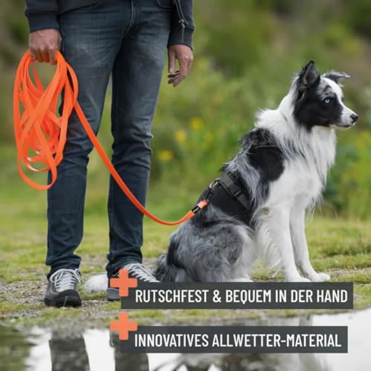 ReaVET Schleppleine für Hunde, 15 Meter, Neon Orange I Robuste & wasserfeste Trainingsleine mit Griff für große & kleine Hunde – Bild 3