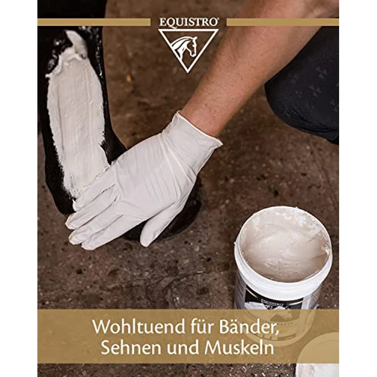 EQUISTRO® Percutin Paste, Pflegeprodukt für Pferde mit Tonerde, Arnika und Menthol, normalisiert die Flüssigkeitsverteilung im Gewebe, 2.000g – Bild 2