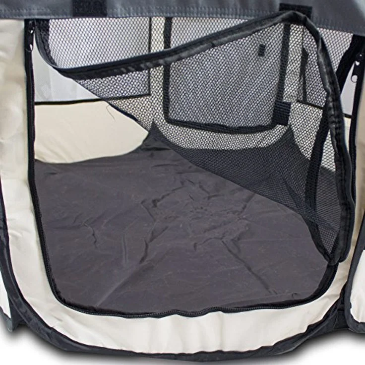 BITUXX® Welpenlaufstall, faltbarer Tierlaufstall für Hunde, ideal für drinnen und draußen, grün, inkl. Tragetasche – Bild 4