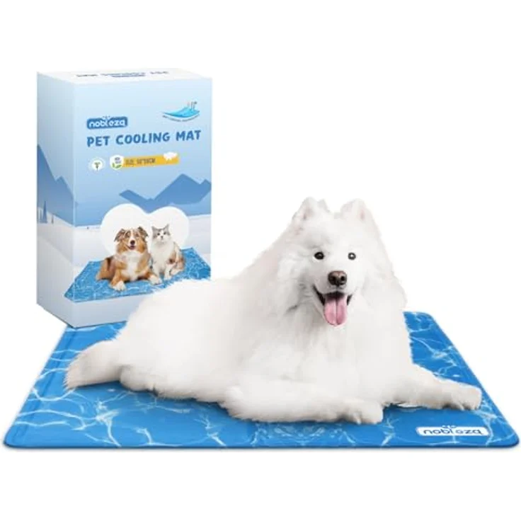 Nobleza Kühlmatte für Hunde und Katzen, selbstkühlend mit ungiftigem Gel, 90x50cm, Blau, L – Bild 1