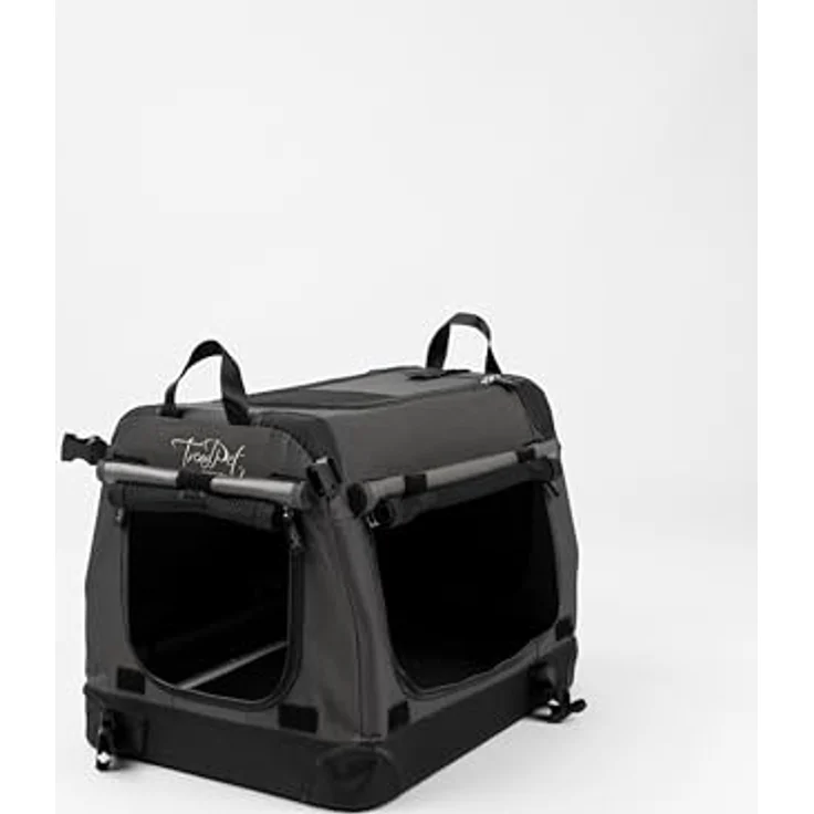 TrendPet TPX-Pro, Faltbare Hundebox mit Aluminium Rahmen, grau, L 50 x B 35 x H 35 cm, mit Verdunkelung und Gurt zur Befestigung – Bild 3