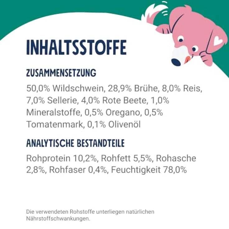 Pets Deli Classic Nassfutter für Hunde mit Wildschwein & Reis, 50% Fleischanteil, 6x800g – Bild 5