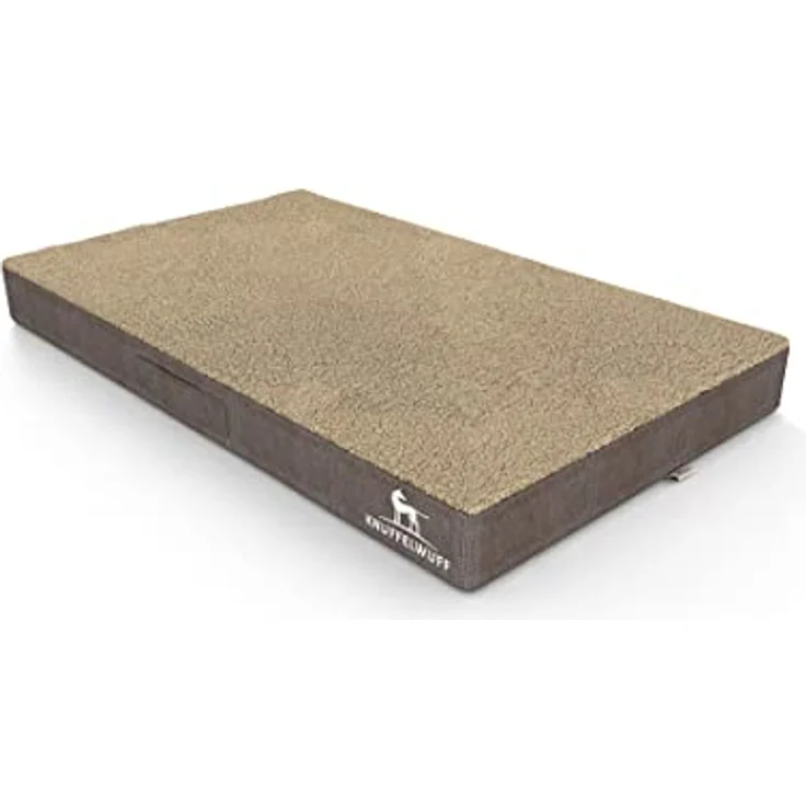 Knuffelwuff Hundematte Ellenie, orthopädisch aus Teddymaterial und Velours, 120 x 72cm Beige, rutschfester Unterboden, leicht zu reinigen, für große, mittelgroße und kleine Hunde – Bild 2