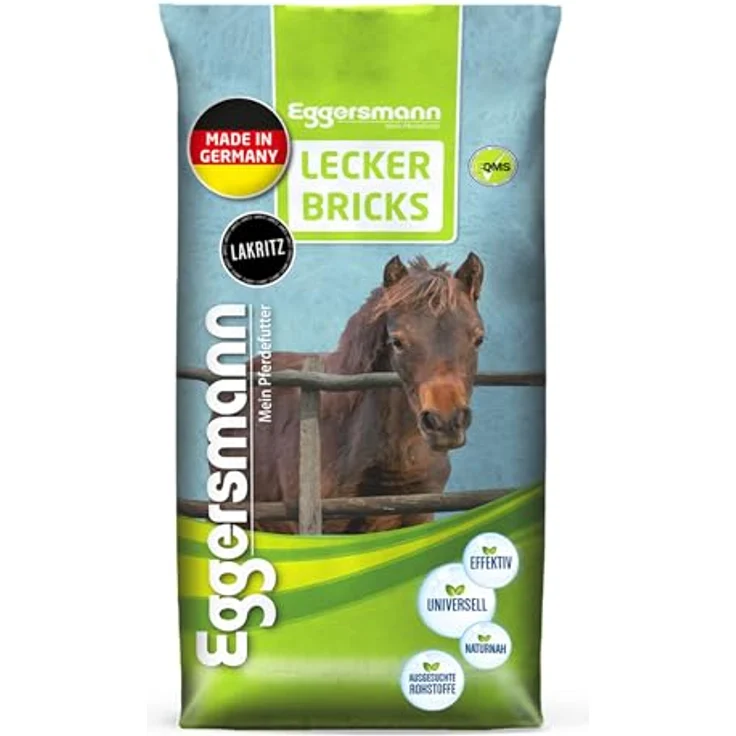 Eggersmann Mein Pferdefutter Lecker Bricks, 25 kg Pferde-Leckerlis mit natürlichem Lakritz-Geschmack, ideal zur Belohnung für Pferde & Ponys – Bild 1
