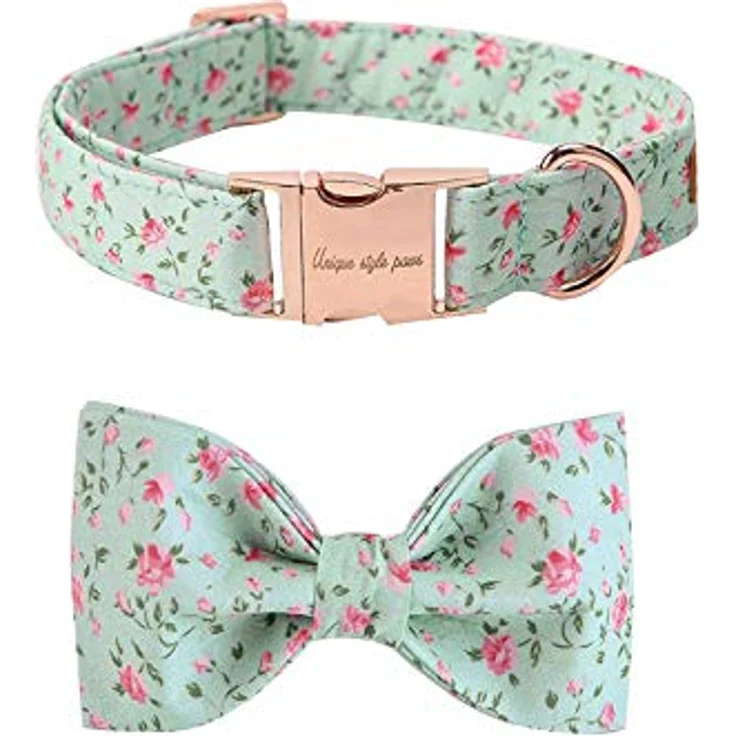 Unique Style Paws Hundehalsband mit Fliege, verstellbar, Baumwolle, in mehreren Größen für Hunde und Katzen – Bild 1