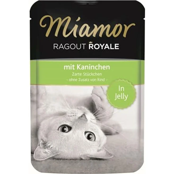 Miamor Ragout Royale in Jelly, Sparpaket mit 22 x 100 g Kaninchen, ohne Getreidezusatz, für ernährungssensible Katzen – Bild 1