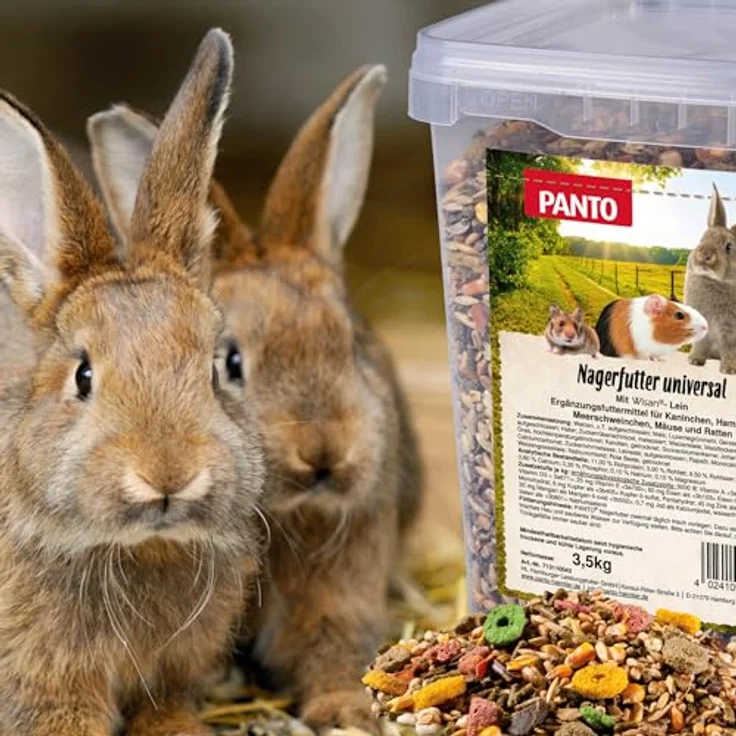 PANTO® Nagerfutter Universal, Vollwertiges Futter mit Wisan-Lein Pellets für Zwergkaninchen, 25 kg – Bild 2