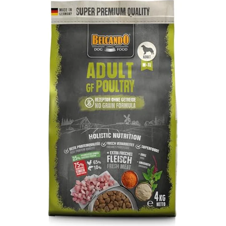 Belcando Adult GF Poultry, getreidefreies Hunde-Trockenfutter mit Geflügel, 4kg – Bild 1