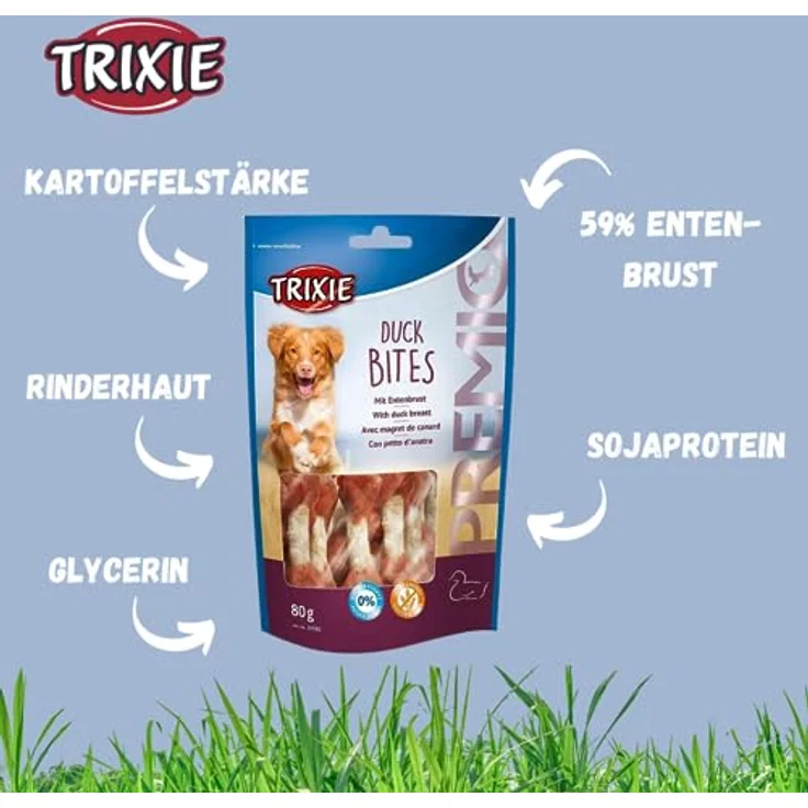 TRIXIE PREMIO Hunde-Durck Bites 80g - Glutenfreie Premium Hundeleckerli ohne Getreide & Zucker, hohe Proteinwerte für Training & Belohnung - 31592 – Bild 3