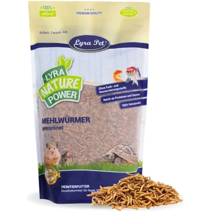 Lyra Pet® Mehlwürmer getrocknet, 1 kg Premium Vogelfutter, proteinreich und naturbelassen – Bild 1