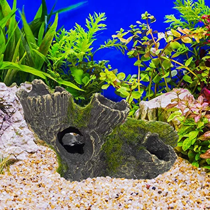 Relaxdays Aquarium Deko Höhle, Kunstharz Steindeko in grau-grün, 3D-Optik, HxB: 7 x 15 cm – Bild 2