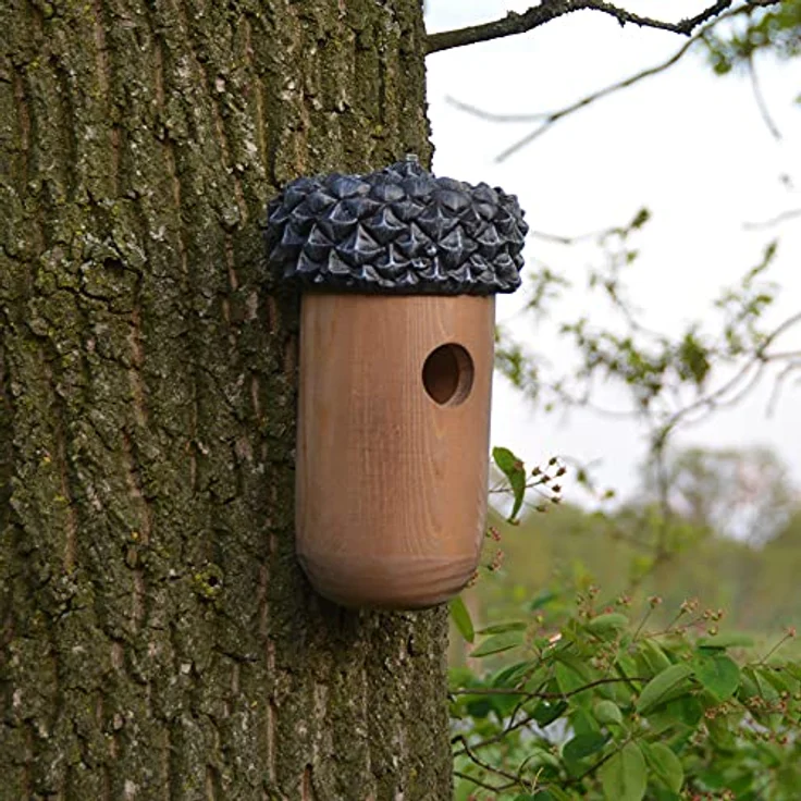 Esschert Design Nistkasten Eichel aus Kiefernholz-Kunststoff, Ø 13,9 x 25,3 cm, Vogel Nistkasten zur Wandmontage – Bild 7