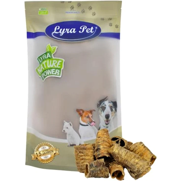Lyra Pet® Rinderstrossen 1 kg, klein getrocknet, naturbelassener Kausnack für mittelgroße bis große Hunde, eiweißreich und zahnreinigend – Bild 1