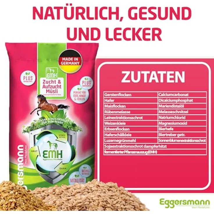 Eggersmann EMH Zucht & Aufzucht Müsli 20kg – Ergänzungsfutter für Zuchtpferde und Fohlen, optimales Eiweiß-Energieverhältnis, reich an Aminosäuren, Made in Germany – Bild 4
