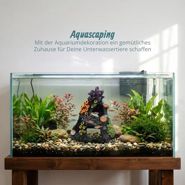 relaxdays Aquariendeko Korallenriff, detailreiche Aquarium-Dekoration aus ungiftigem Kunstharz, bunt, für Süß- und Salzwasserbecken, H 15 cm – Bild 3